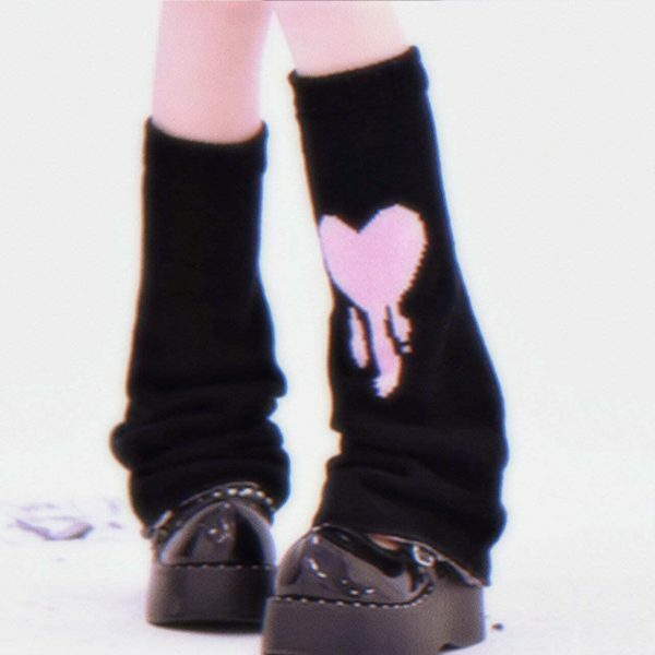 Y2K Black Pink Ribbon Leg Warmers