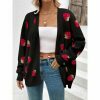 Y2K Black Strawberry Embroidered Knit Cardigan Vintage Streetwear Top