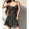 Y2K Black White Pattern Tie Strap Mini Dress - Streetwear Fashion