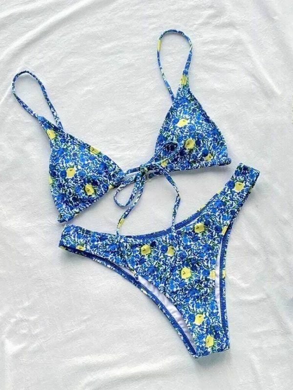 Y2K Blue Floral Bikini for Women - Streetwear Aesthetic