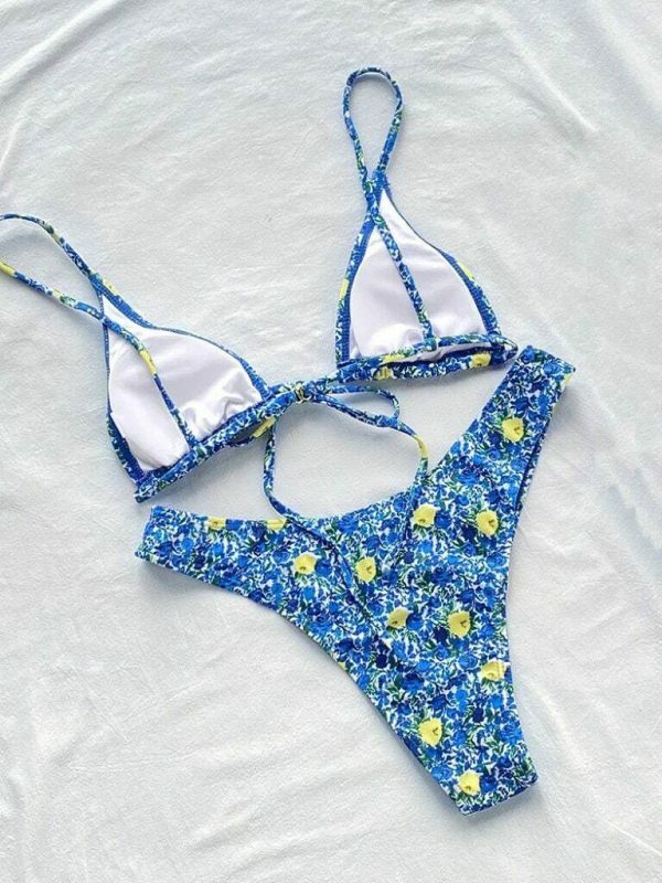 Y2K Blue Floral Bikini for Women - Streetwear Aesthetic