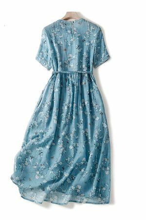 Y2K Bohemian Floral Midi Dress with Belt for Women