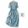 Y2K Bohemian Floral Midi Dress with Belt for Women