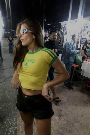 Y2K Brasil Crop Top - Soccer Aesthetic Tee, 90s 2000s Brazil Shirt