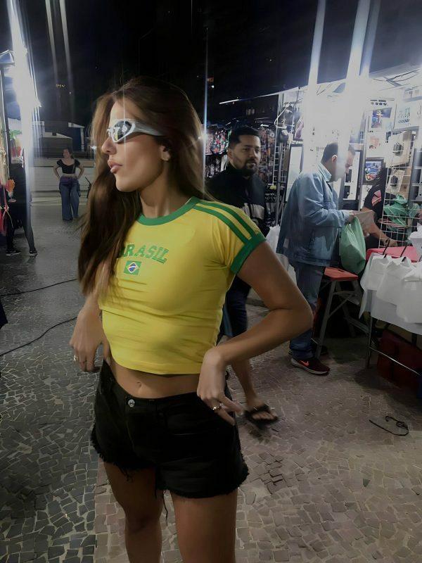 Y2K Brasil Crop Top - Soccer Aesthetic Tee, 90s 2000s Brazil Shirt