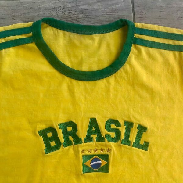 Y2K Brasil Crop Top - Soccer Aesthetic Tee, 90s 2000s Brazil Shirt