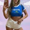 Y2K Brazil Crop Top Baby Tee - Soccer Aesthetic Streetwear