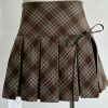 Y2K Brown Ribbon Streetwear Skirt