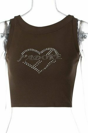 Y2K Brown Trend Sexy Lolita Hip hop Summer Fashion Streetwear Vintage Gothic Crop Top