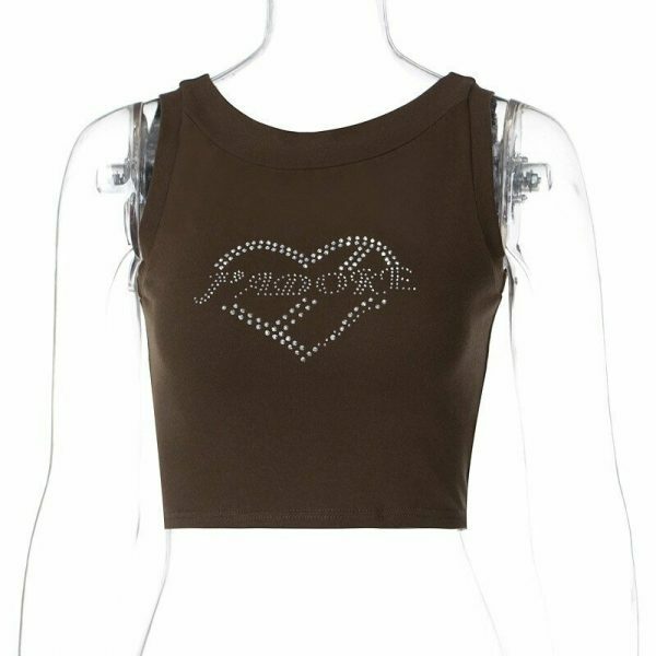 Y2K Brown Trend Sexy Lolita Hip hop Summer Fashion Streetwear Vintage Gothic Crop Top