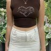 Y2K Brown Trend Sexy Lolita Hip hop Summer Fashion Streetwear Vintage Gothic Crop Top