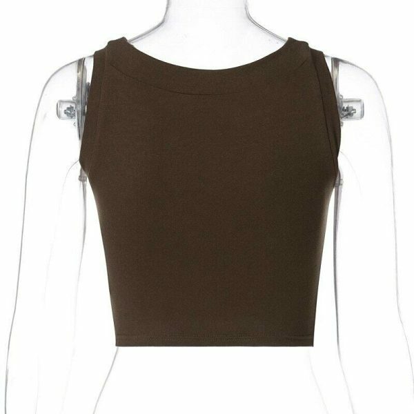 Y2K Brown Trend Sexy Lolita Hip hop Summer Fashion Streetwear Vintage Gothic Crop Top