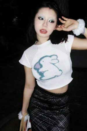 Y2K Bunny Graphic Streetwear Top