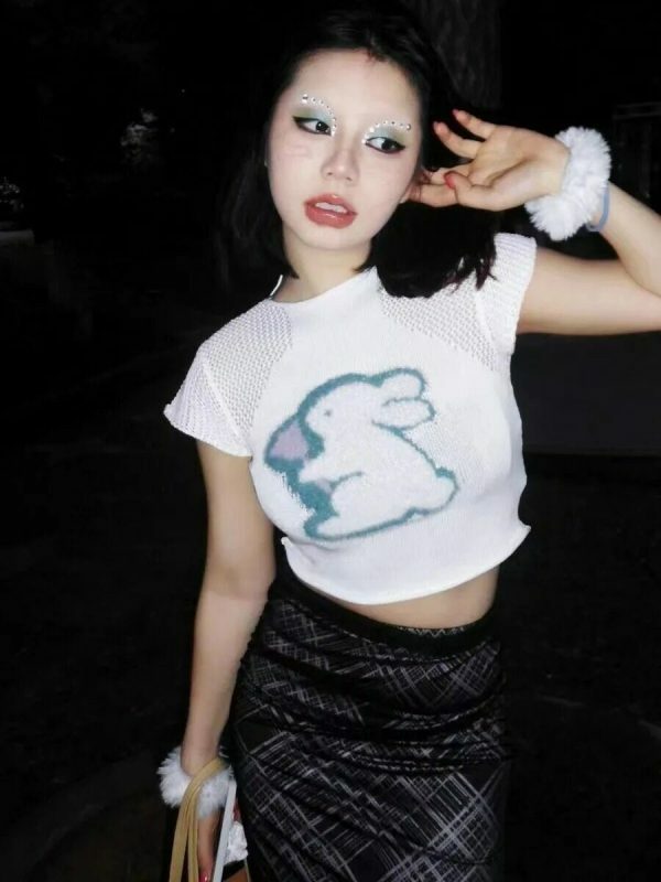 Y2K Bunny Graphic Streetwear Top