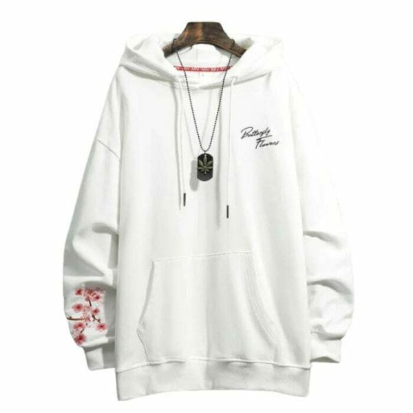 Y2K Butterfly Embroidery Cherry Blossom Hoodie