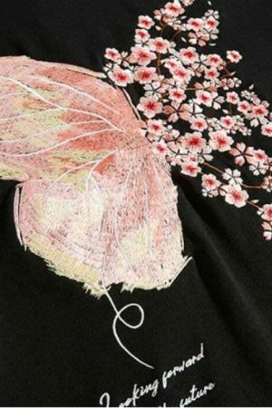 Y2K Butterfly Embroidery Cherry Blossom Hoodie