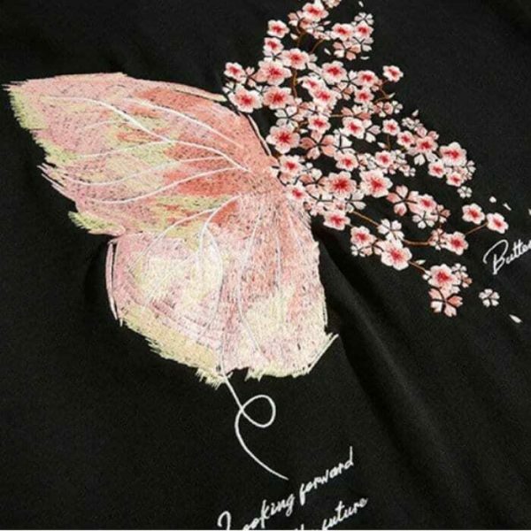 Y2K Butterfly Embroidery Cherry Blossom Hoodie