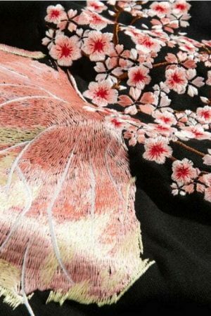 Y2K Butterfly Embroidery Cherry Blossom Hoodie