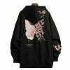 Y2K Butterfly Embroidery Cherry Blossom Hoodie