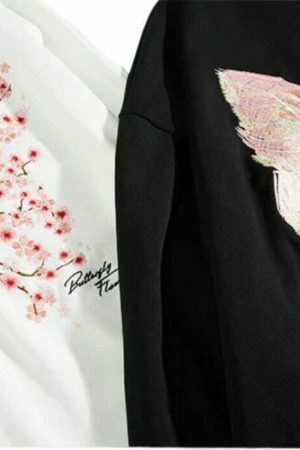 Y2K Butterfly Embroidery Cherry Blossom Hoodie