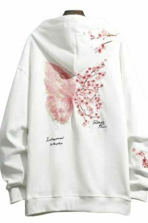 Y2K Butterfly Embroidery Cherry Blossom Hoodie