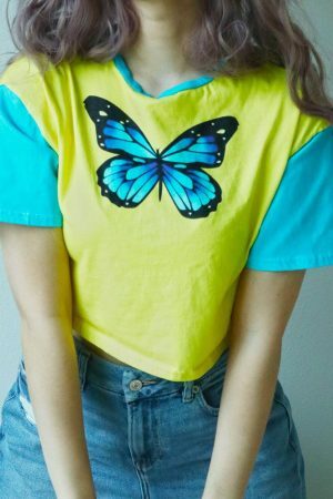 Y2K Butterfly Gamer Girl Streetwear Crop Top