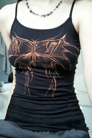 Y2K Butterfly Graphic Sleeveless Camisole - Women's Streetwear Fashion