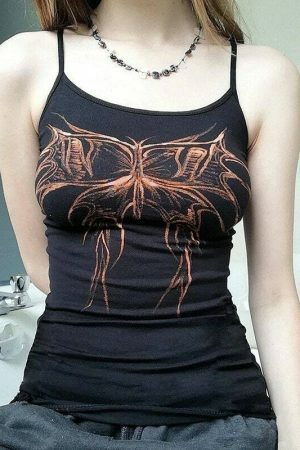 Y2K Butterfly Graphic Sleeveless Camisole - Women's Streetwear Fashion