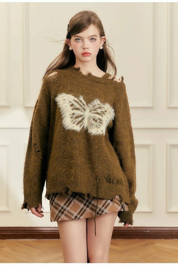 Y2K Butterfly Knit Streetwear Sweater