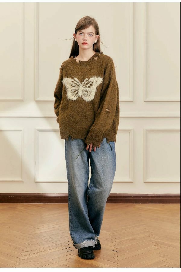 Y2K Butterfly Knit Streetwear Sweater