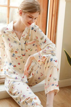 Y2K Butterfly Print Pajama Set | Long-Sleeve Lounge Suit