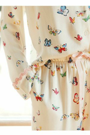 Y2K Butterfly Print Pajama Set | Long-Sleeve Lounge Suit