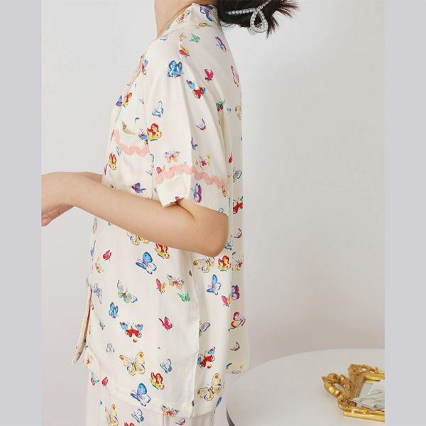 Y2K Butterfly Print Pajama Set | Long-Sleeve Lounge Suit