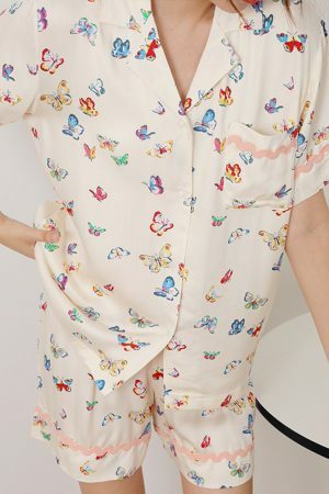 Y2K Butterfly Print Pajama Set | Long-Sleeve Lounge Suit