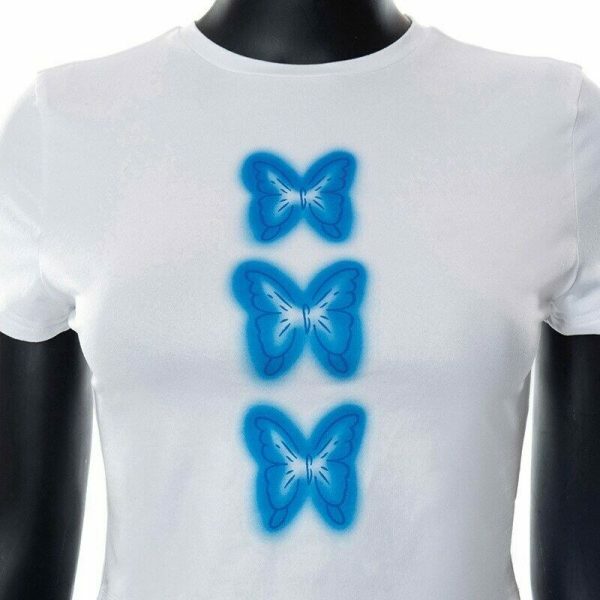 Y2K Butterfly Print Short Sleeve Streetwear T-Shirt