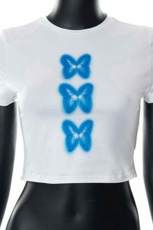 Y2K Butterfly Print Short Sleeve Streetwear T-Shirt