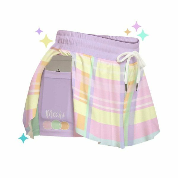 Y2K Candycore Mochi Snack Flowy Shorts - Pastel Alt Streetwear