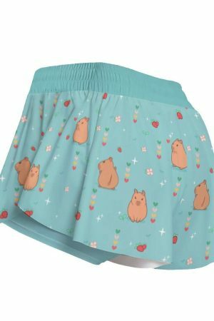 Y2K Capybara Strawberry High Waisted Shorts - Streetwear Aesthetic