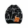 Y2K Cartoon Cat Knitted Streetwear Sweater