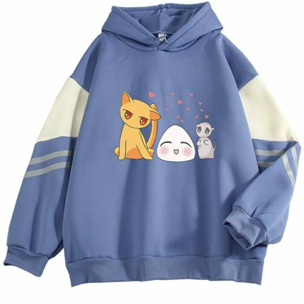 Y2K Cartoon Cat Rice Ball Silhouette Hoodie