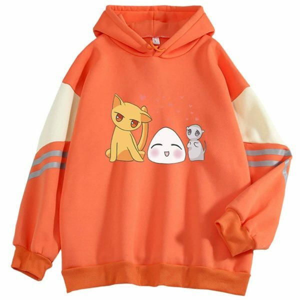 Y2K Cartoon Cat Rice Ball Silhouette Hoodie