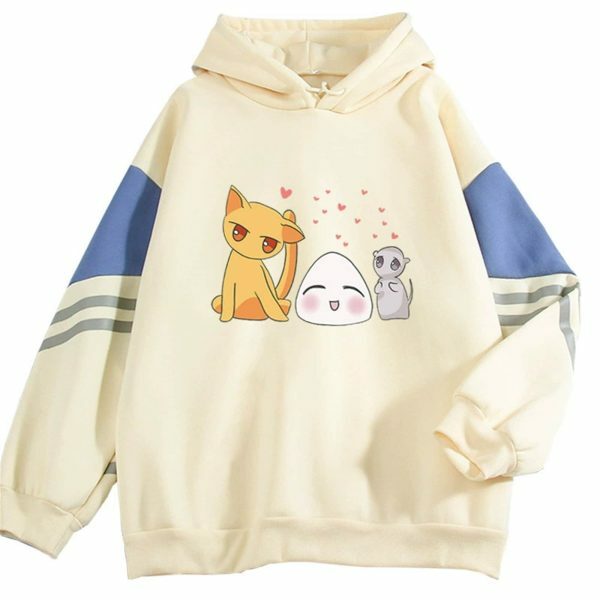 Y2K Cartoon Cat Rice Ball Silhouette Hoodie