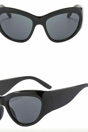 Y2K Cat Eye Shield Sunglasses - Futuristic Big Frame Aesthetics