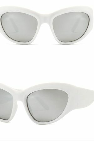 Y2K Cat Eye Shield Sunglasses - Futuristic Big Frame Aesthetics