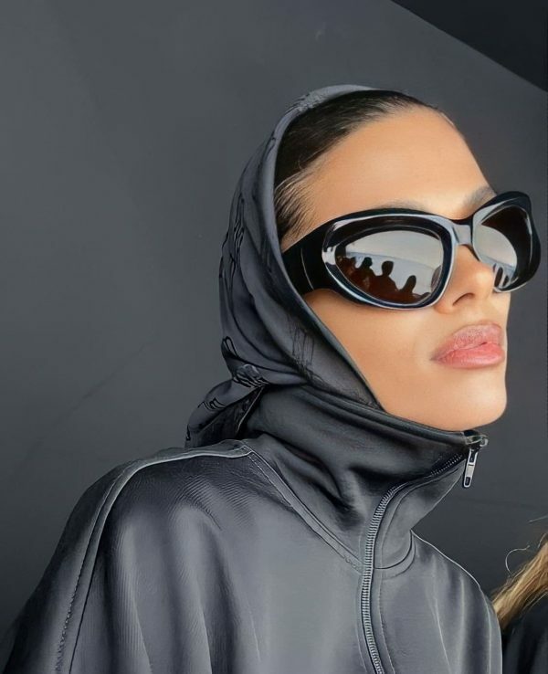 Y2K Cat Eye Shield Sunglasses - Futuristic Big Frame Aesthetics