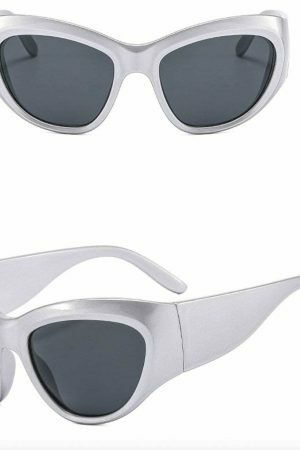 Y2K Cat Eye Shield Sunglasses - Futuristic Big Frame Aesthetics