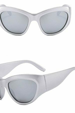 Y2K Cat Eye Shield Sunglasses - Futuristic Big Frame Aesthetics