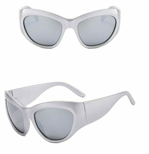 Y2K Cat Eye Shield Sunglasses - Futuristic Big Frame Aesthetics