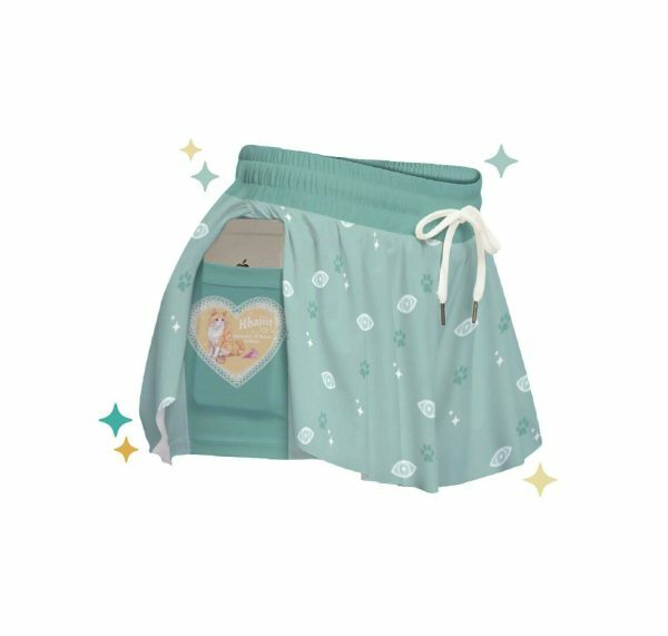 Y2K Cat Eyes Flowy Pocket Shorts - Vibrant Sage Aesthetic