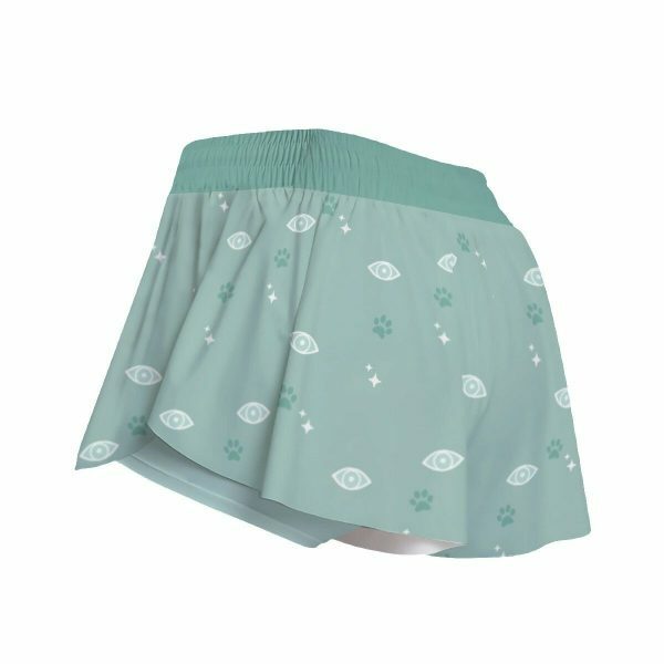 Y2K Cat Eyes Flowy Pocket Shorts - Vibrant Sage Aesthetic